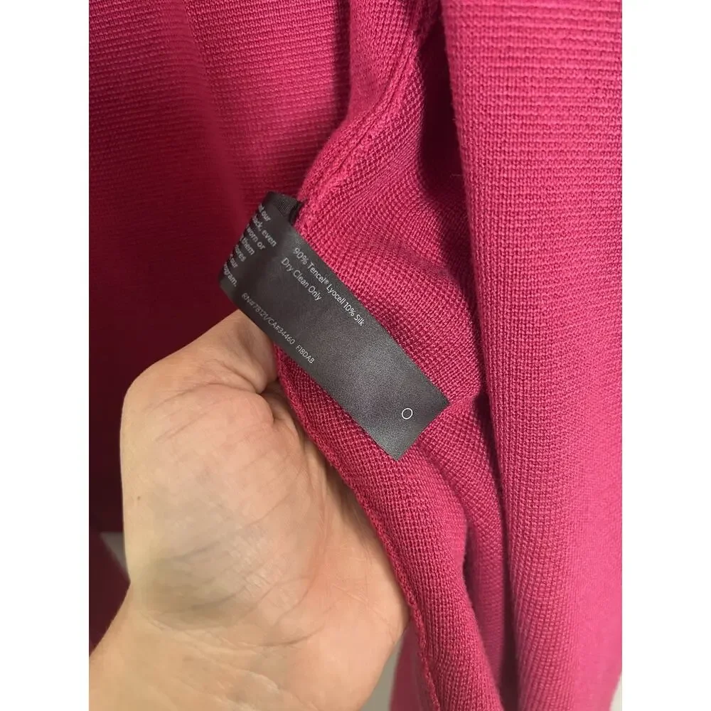 Eileen Fisher Open Front Silk Blend Cardigan Raspberry Career Workwear Medium - Picture 8 of 9